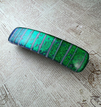Load image into Gallery viewer, Green Striped Dichroic Barrette