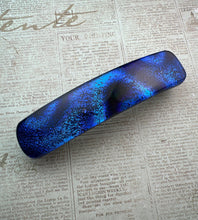 Load image into Gallery viewer, Blue and Black Dichroic Glass Barrette