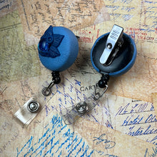 Load image into Gallery viewer, Blue Leaves ID Badge Clip