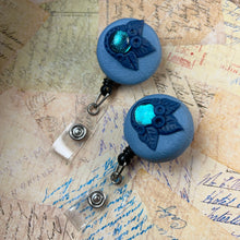 Load image into Gallery viewer, Blue Leaves ID Badge Clip
