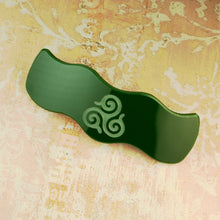 Load image into Gallery viewer, Green Triskele Barrette