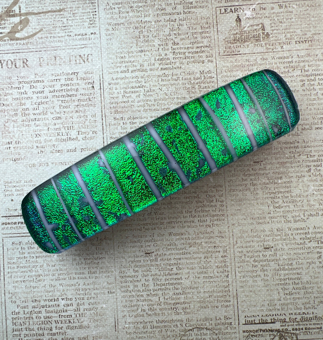 Green Striped Dichroic Barrette