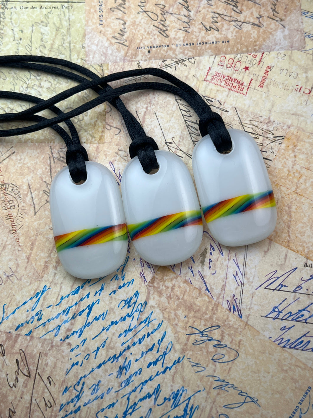 Rainbow Swirl Glass Pride Pendant