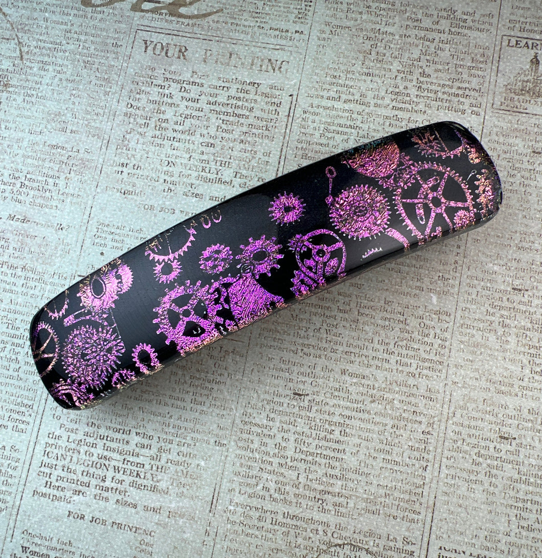 Hot Pink Steampunk Dichroic Barrette