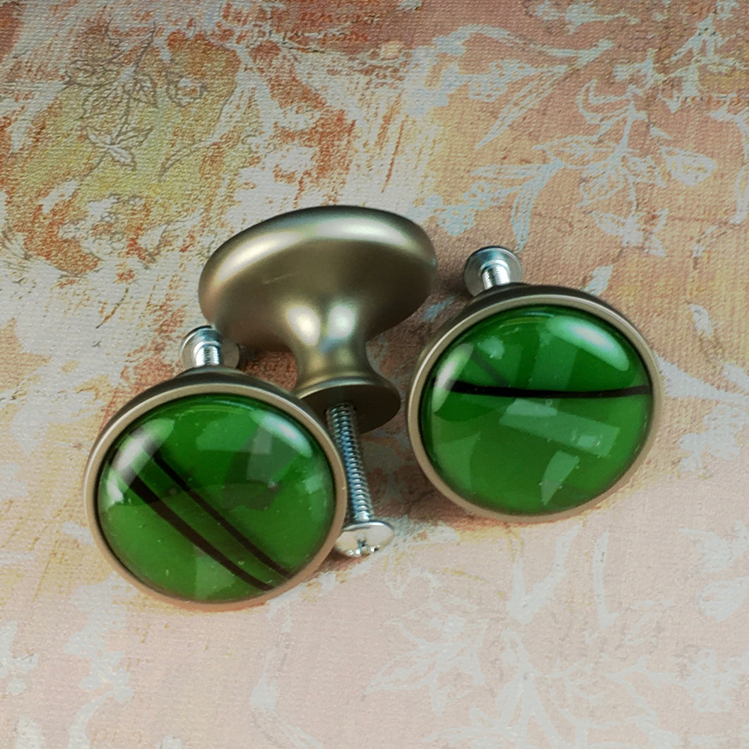 Abstract Forest Green Drawer Knobs